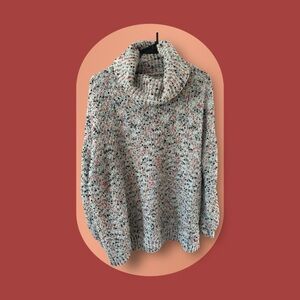 Slouchy Collar Chunky Knit Speckled Sweater